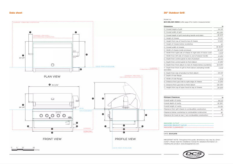 Page 1 de la notice Fiche technique DCS BH1-36R-L