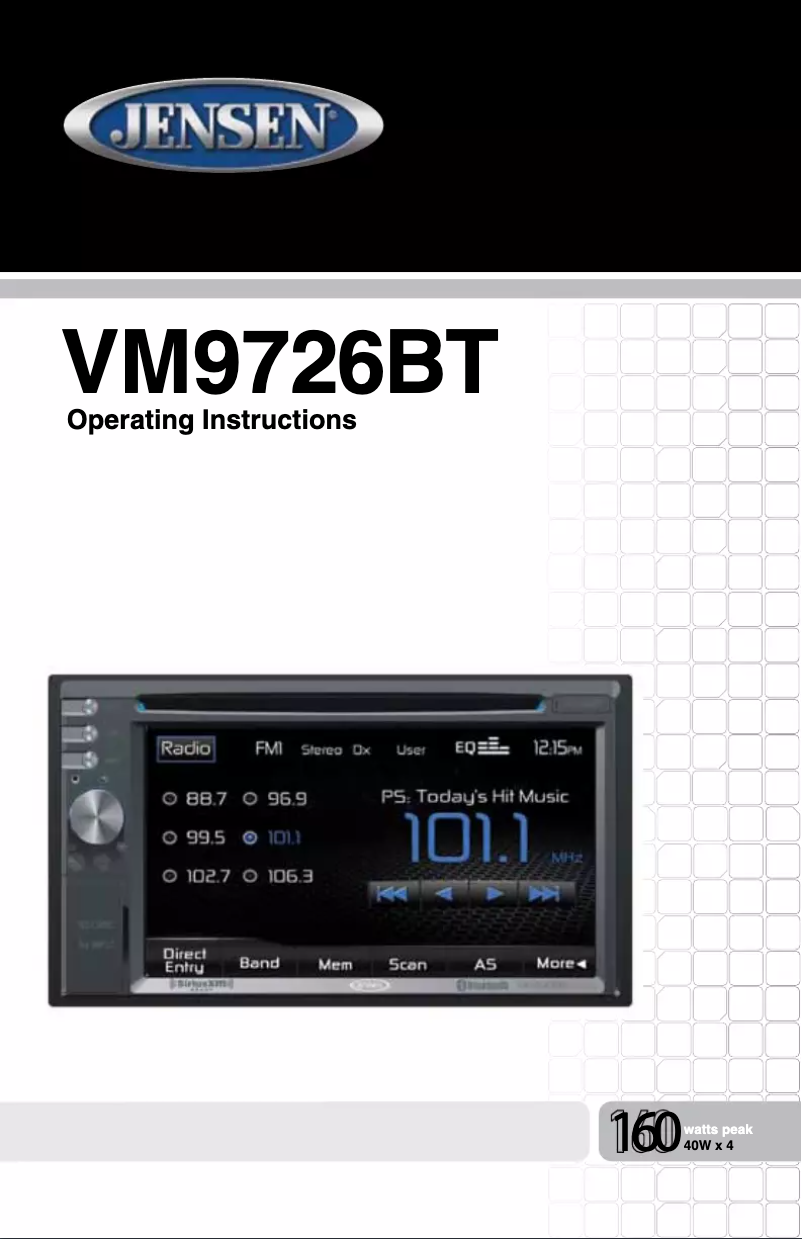 Page 1 de la notice Manuel utilisateur Jensen VM9726BT