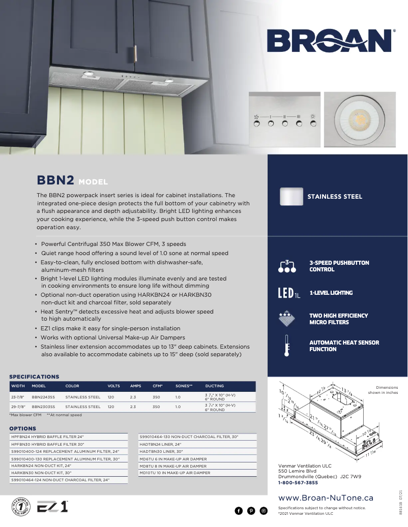 Page n°1 - Brochure Broan BBN2303SS