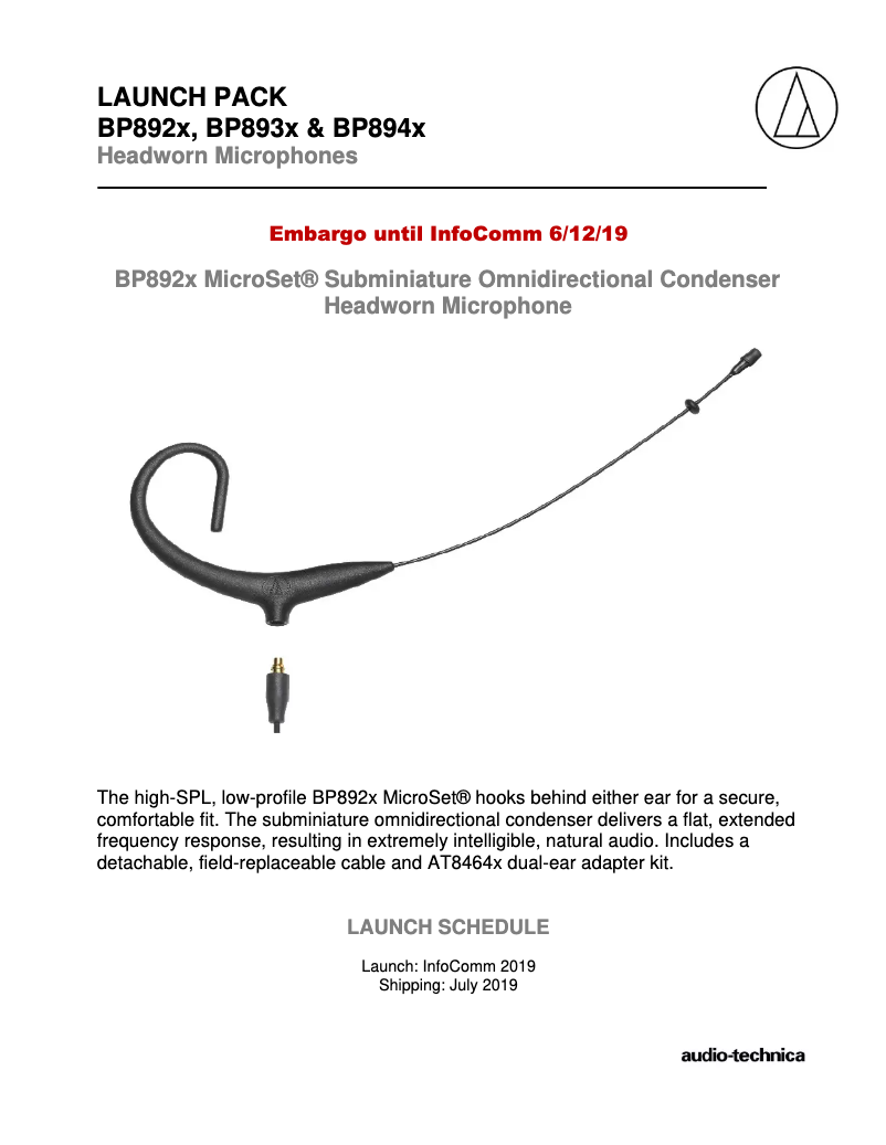 Página 1 del manual Manual de usuario Audio-Technica BP892xCT4