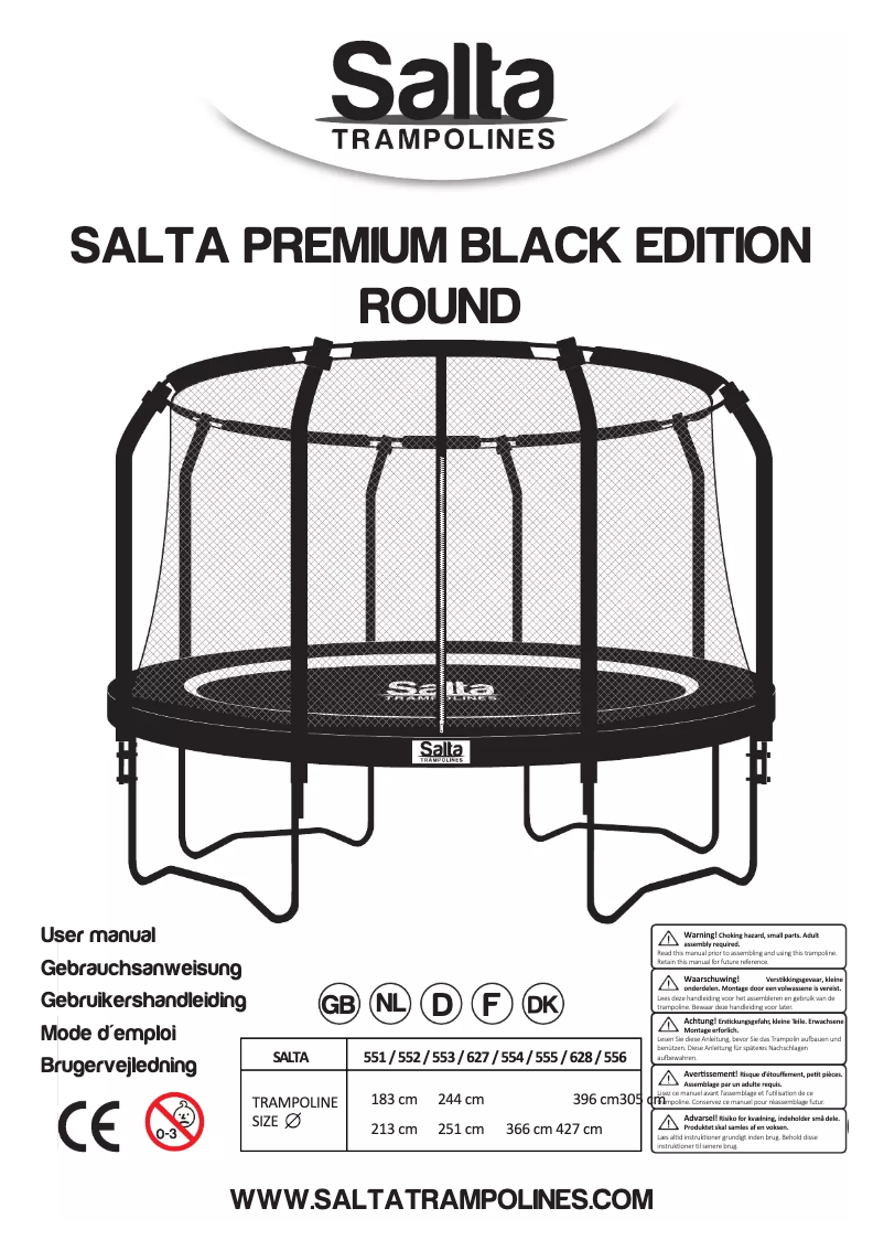 Page 1 de la notice Manuel utilisateur Salta Premium Black Edition 213 cm