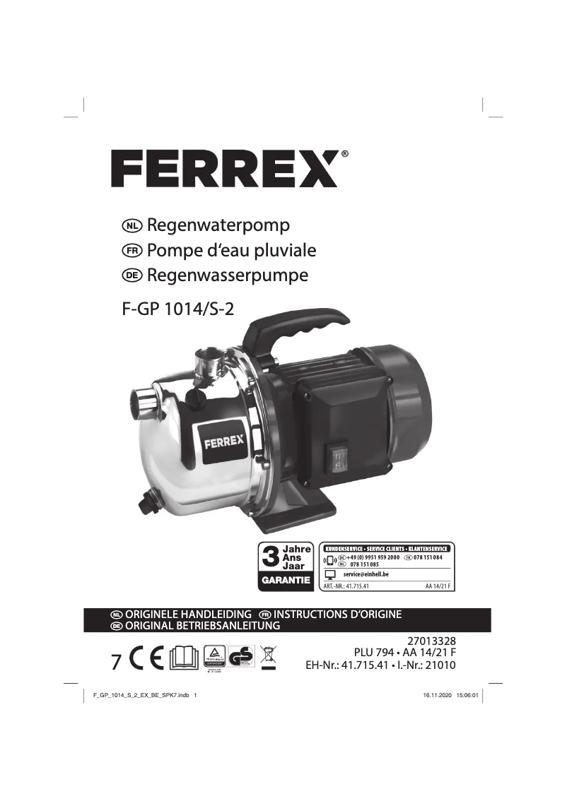 Página 1 del manual Manual de usuario Ferrex F-GP 1014/S