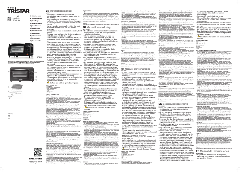 Page n°1 - Manuel utilisateur TriStar OV-1430