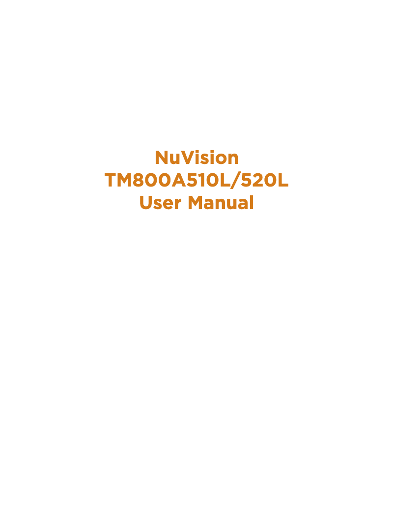 Page n°1 - Manuel utilisateur NuVision TM800A510L