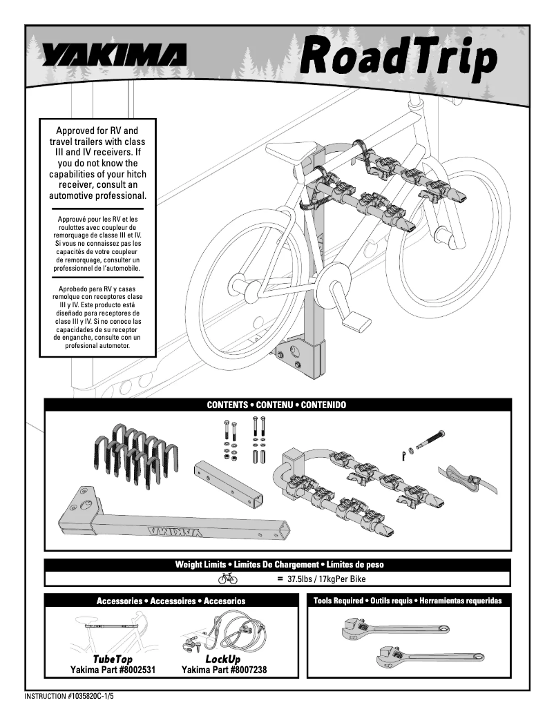 Page 1 de la notice Manuel utilisateur Yakima RoadTrip