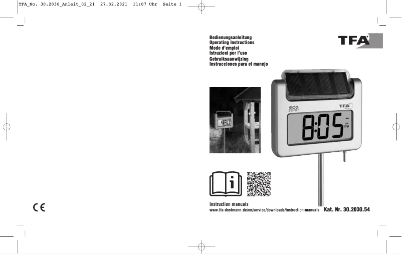 Page 1 de la notice Manuel utilisateur TFA Avenue Plus 30.2030.54