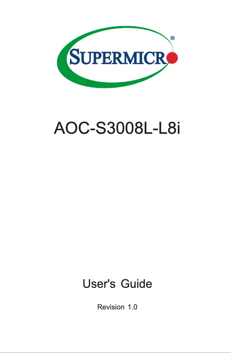 Page n°1 - Manuel utilisateur Supermicro AOC-S3008L-L8I