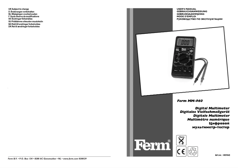 Image de la première page du manuel de l'appareil MM-960