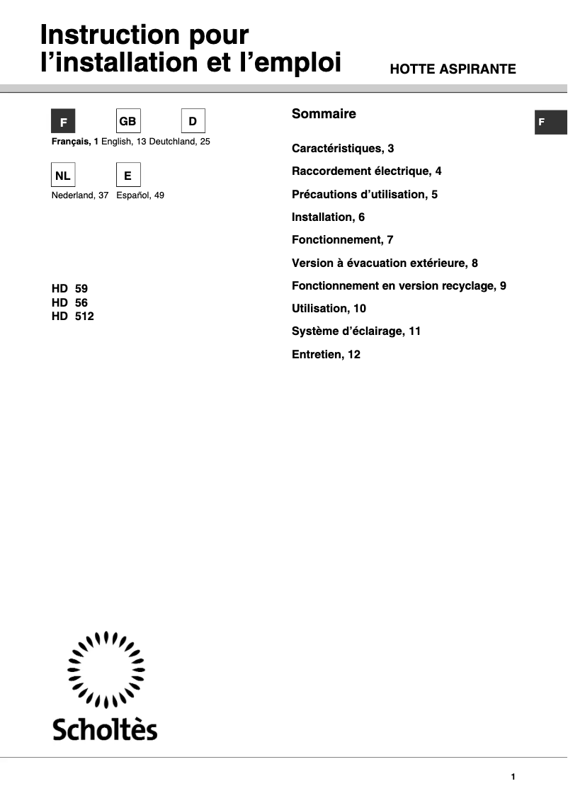 Image de la première page du manuel de l'appareil HD 56