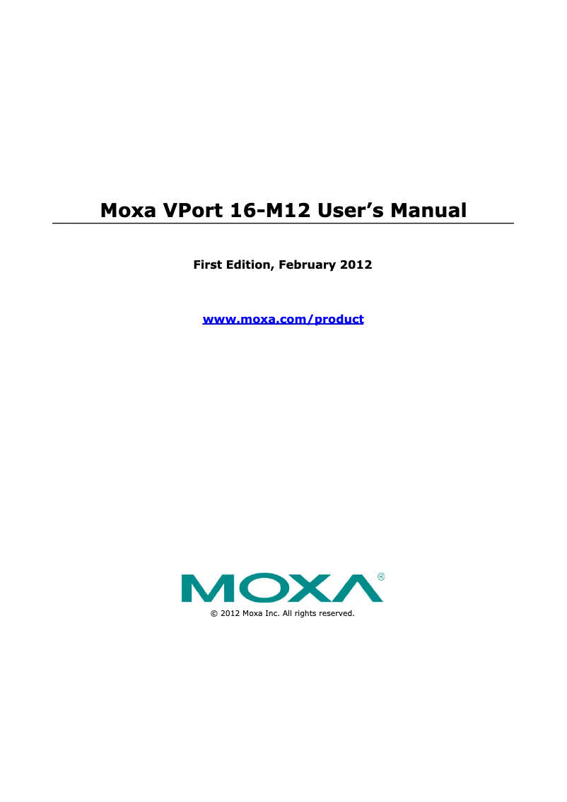 Page n°1 - Manuel utilisateur Moxa VPort 16