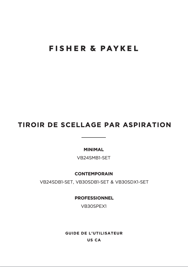 Page n°1 - Manuel utilisateur Fisher & Paykel VB24SDB1-SET