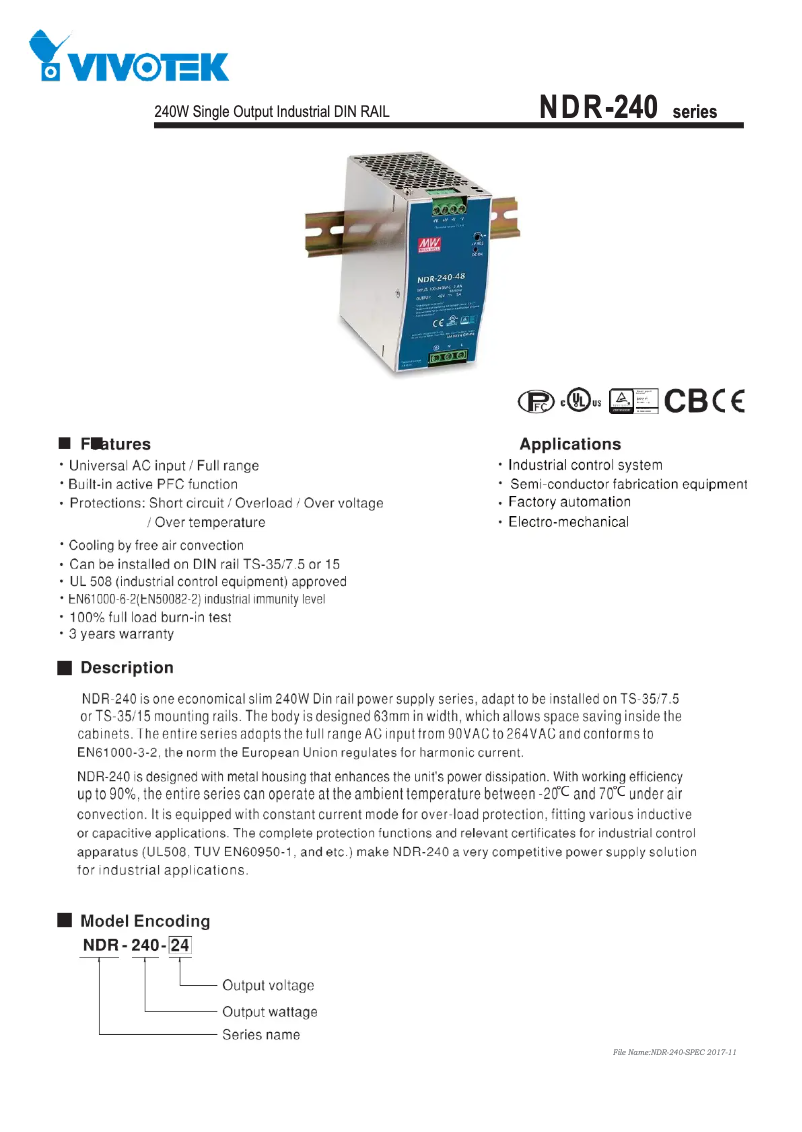 Page n°1 - Manuel utilisateur Vivotek NDR-240