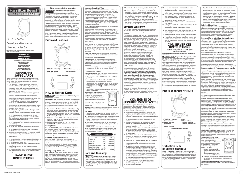 Page n°1 - Manuel utilisateur Hamilton Beach 41028