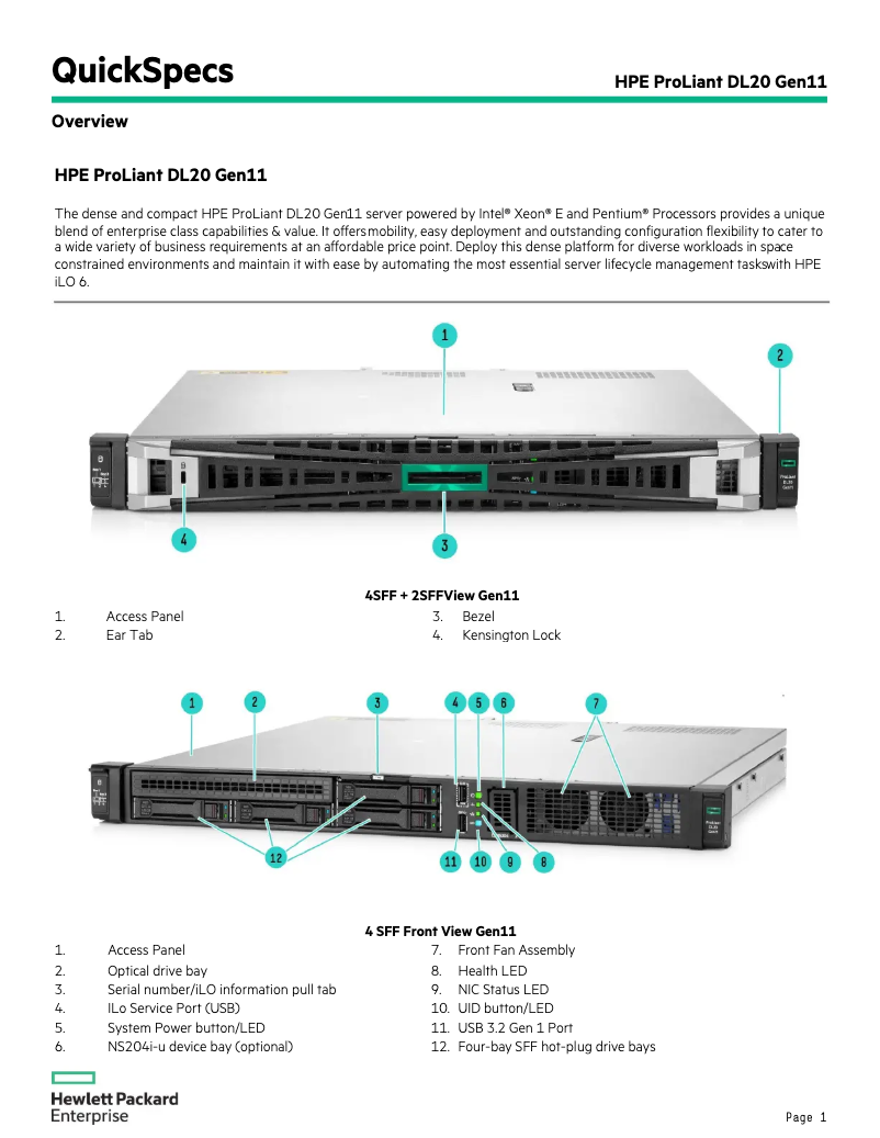 Página 1 del manual Manual de usuario HP ProLiant DL20 Gen11