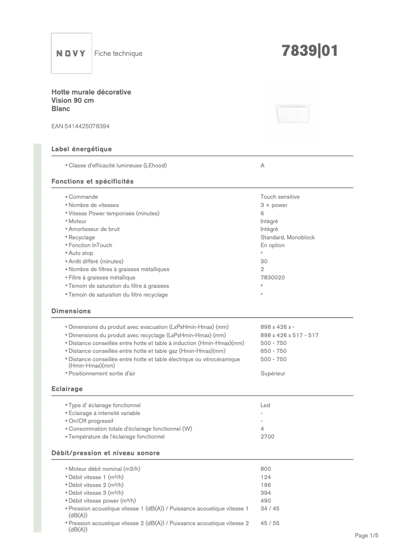 Image de la première page du manuel de l'appareil Vision 7839
