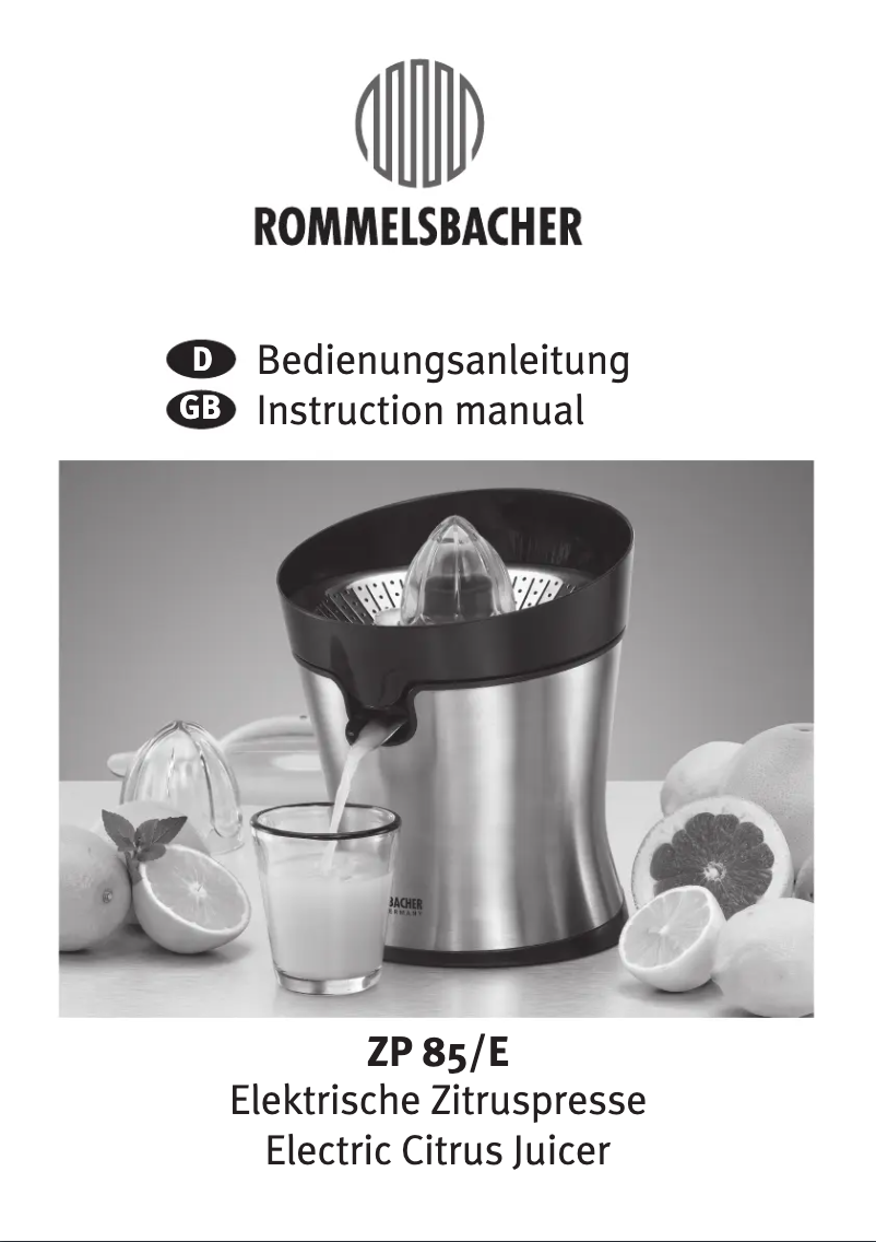 Page n°1 - Manuel utilisateur Rommelsbacher ZP 85/E
