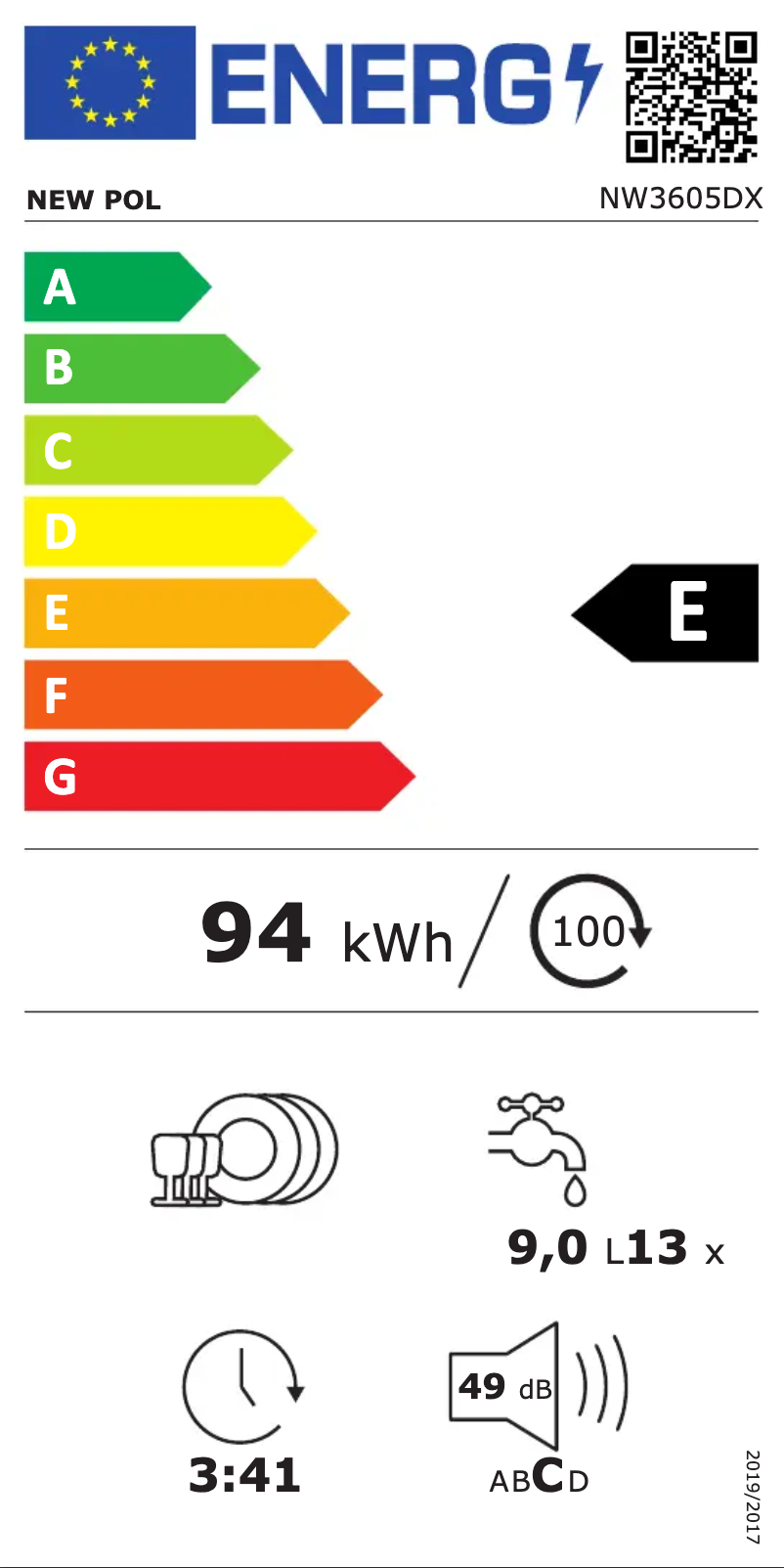 Page n°1 - Label énergétique New Pol NW3605DX