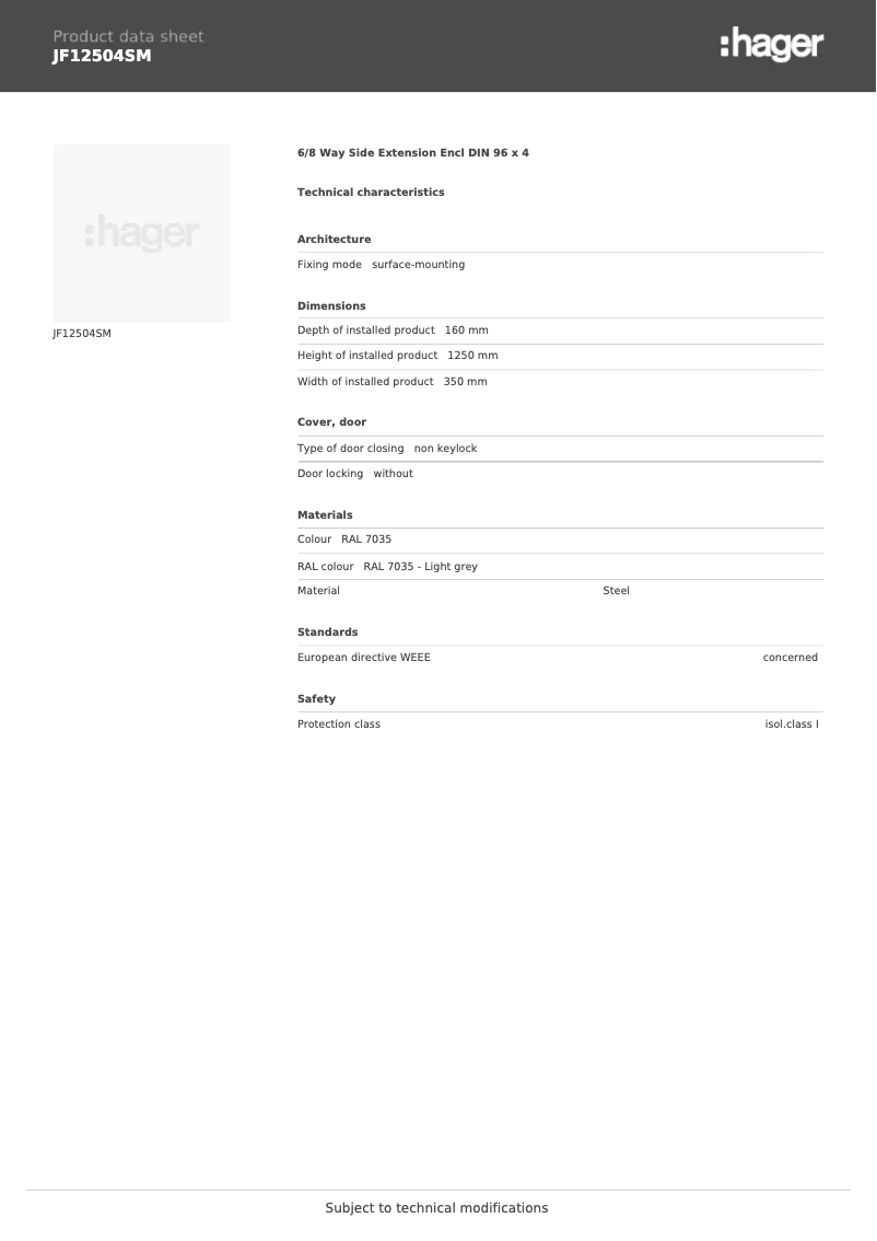 Page n°1 - Manuel utilisateur Hager JF12504SM