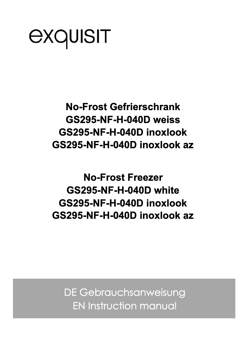 Page 1 de la notice Manuel utilisateur Exquisit GS295-NF-H-040D