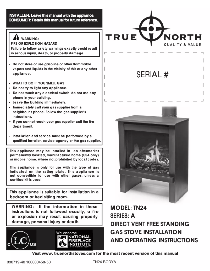 Page n°1 - Manuel utilisateur True North TN24