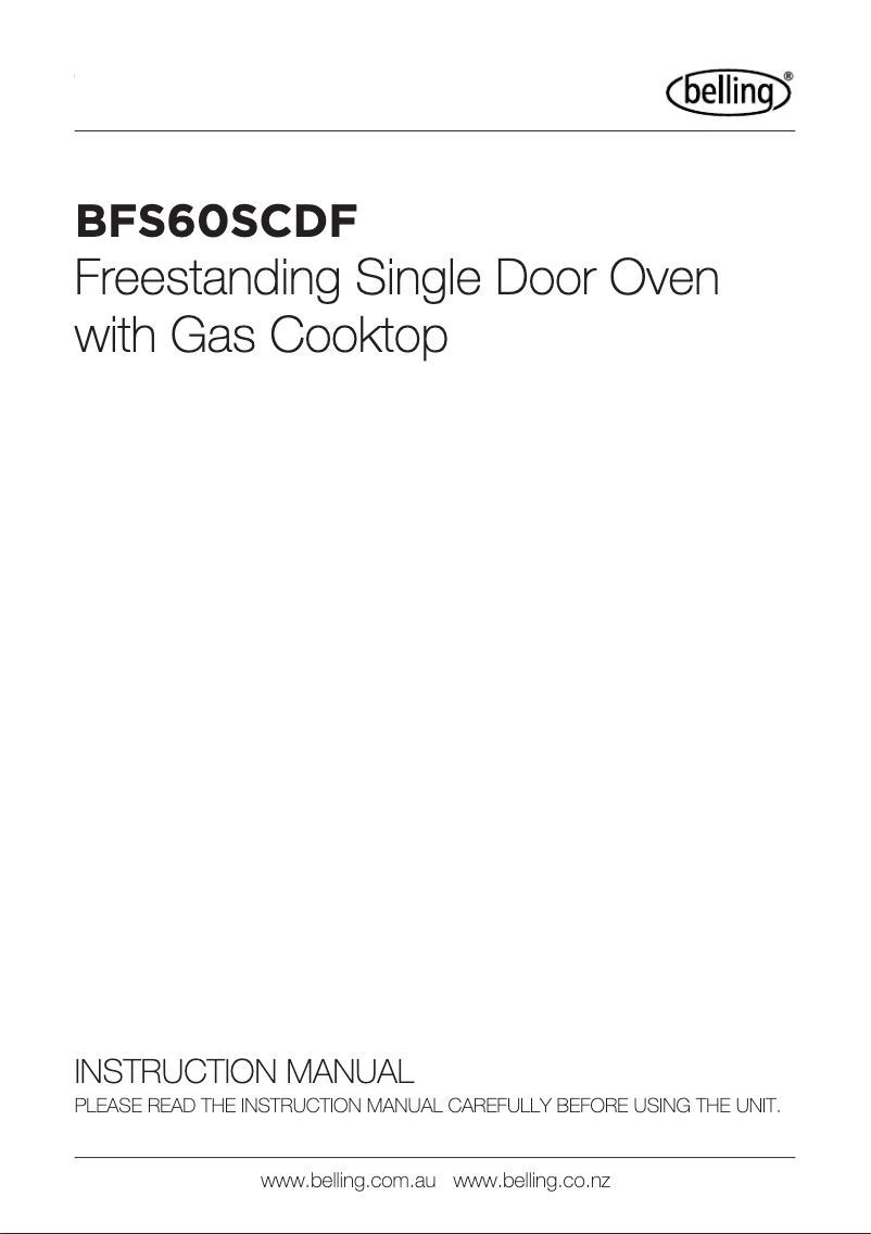 Page n°1 - Manuel utilisateur Belling BFS60SCDF