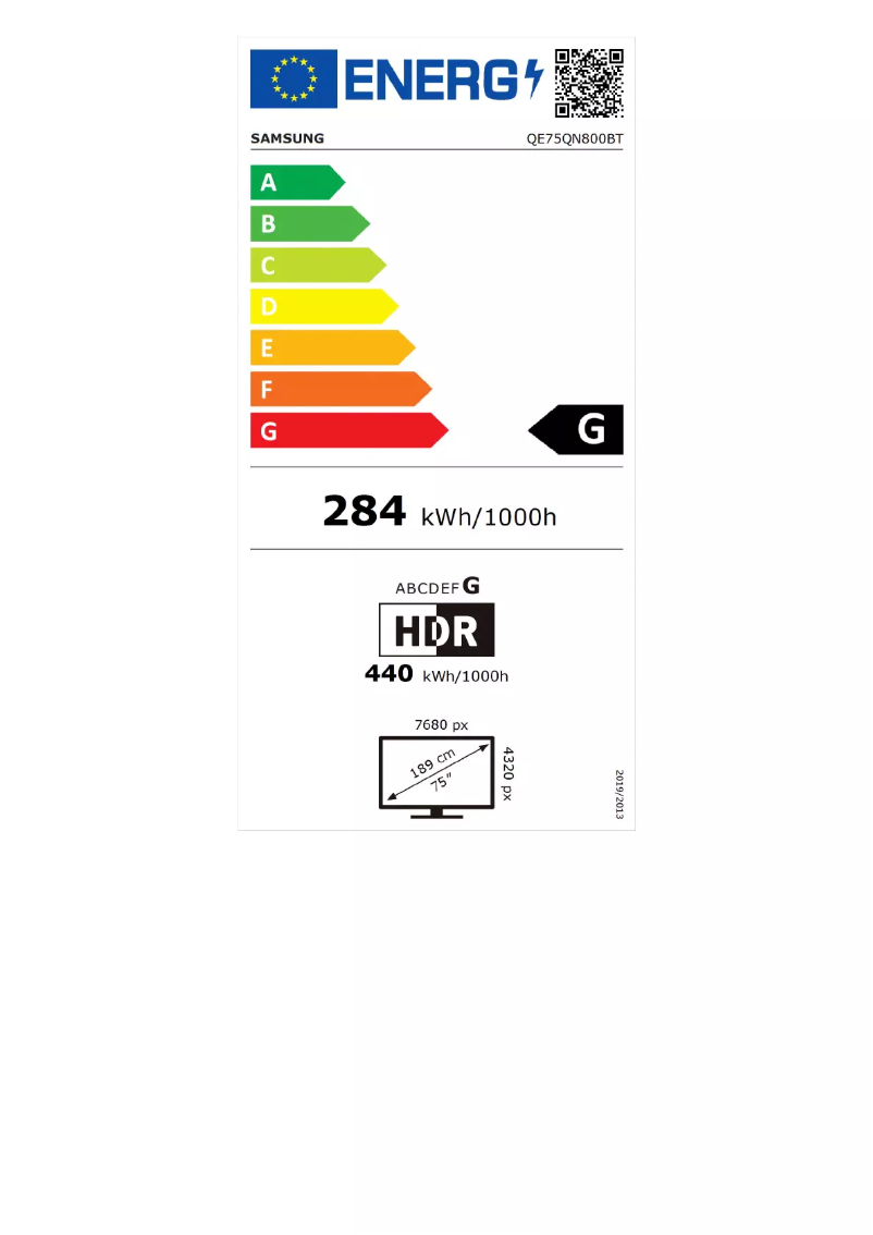 Page n°1 - Label énergétique Samsung QE75QN800B