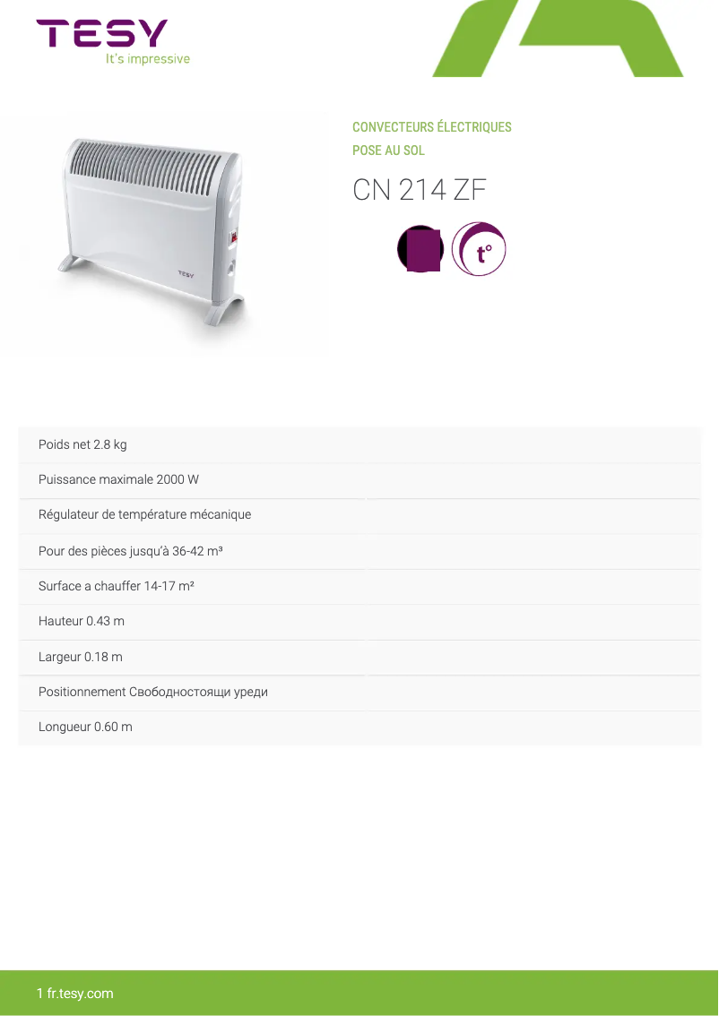 Page n°1 - Manuel utilisateur Tesy CN 214 ZF