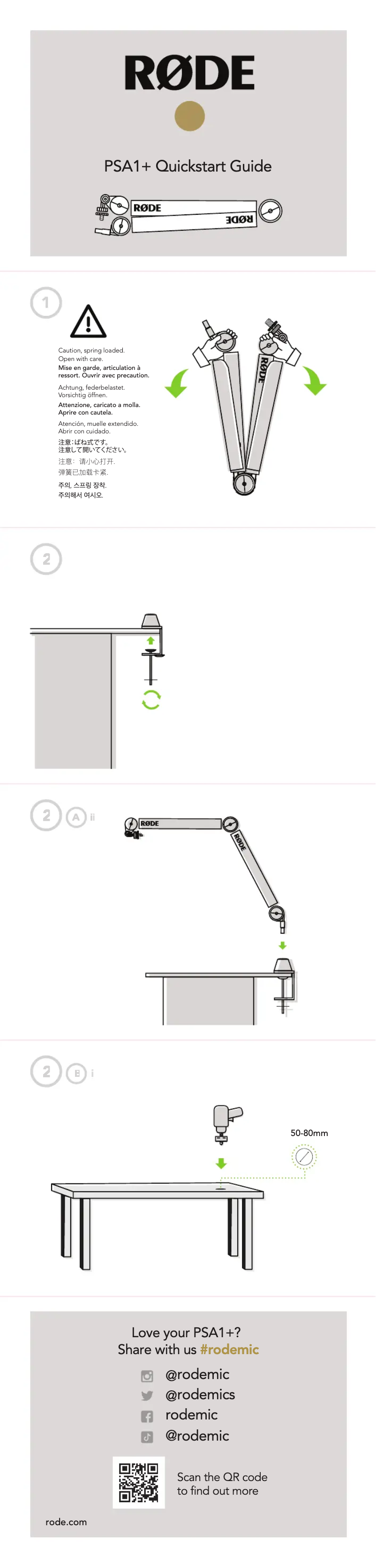 Page 1 de la notice Manuel utilisateur Røde PSA-1+