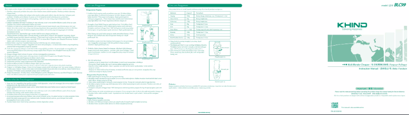 Page n°1 - Manuel utilisateur Khind BLC99