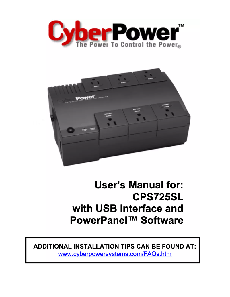 Page 1 de la notice Manuel utilisateur CyberPower CPS725SL