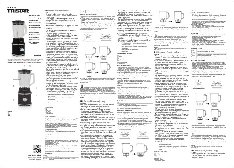 Página 1 del manual Manual de usuario TriStar BL-4481PR