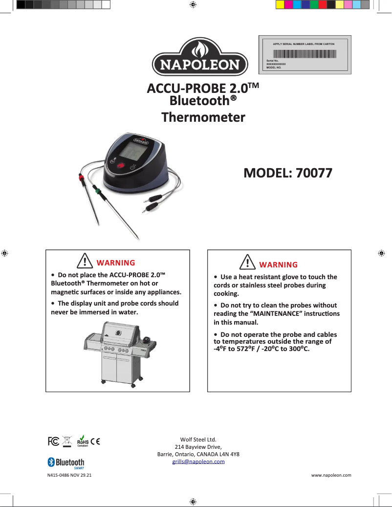Image de la première page du manuel de l'appareil ACCU-PROBE 2.0 70077
