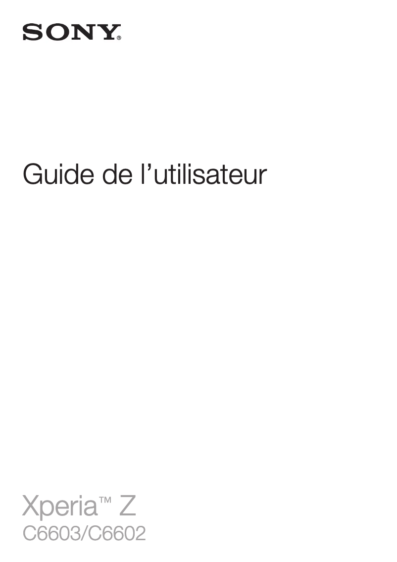 Page n°1 - Manuel utilisateur Sony Ericsson Xperia Z C6602