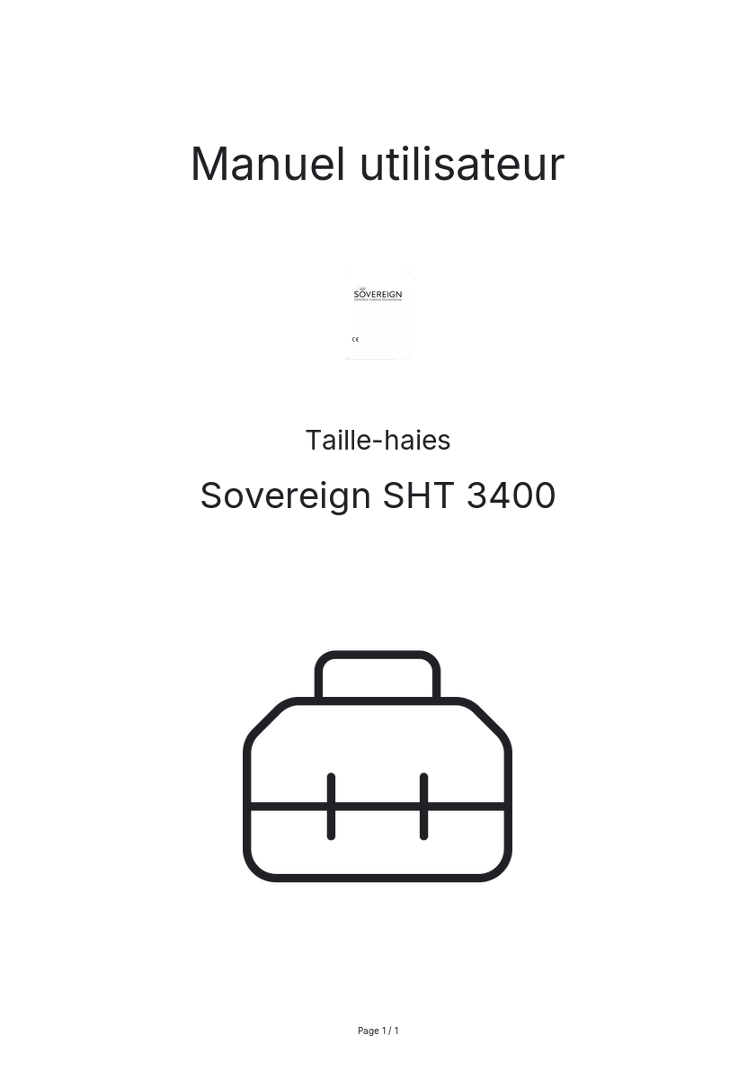 Page n°1 - Manuel utilisateur Sovereign SHT 3400