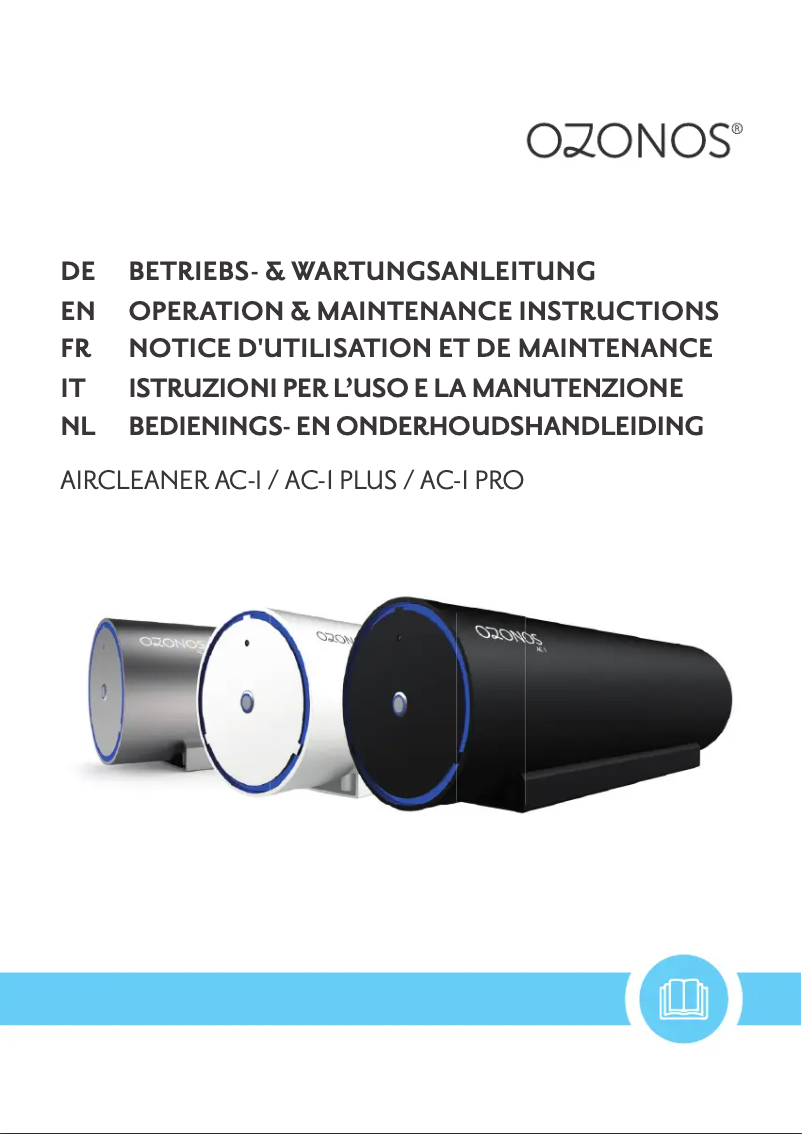 Page n°1 - Manuel utilisateur OZONOS AC-1 pro