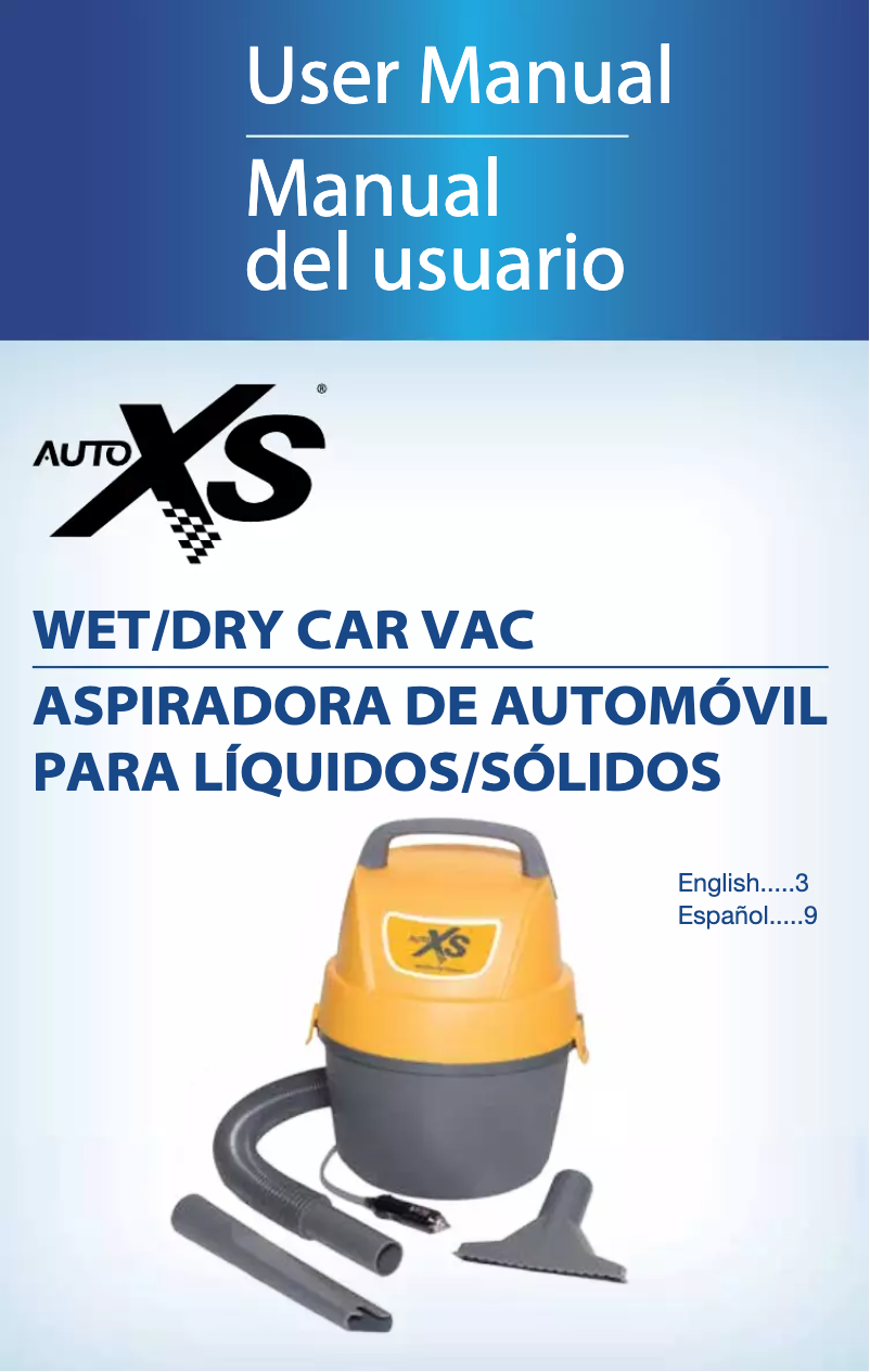 Page n°1 - Manuel utilisateur Auto XS Wet/Dry Car Vac