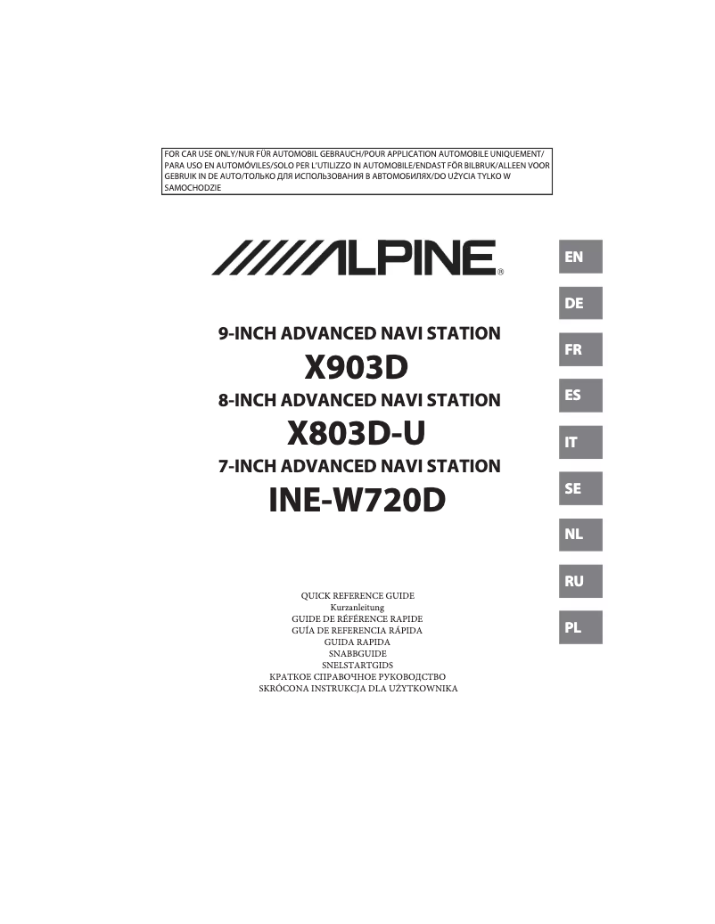 Page n°1 - Manuel utilisateur Alpine X803D-U