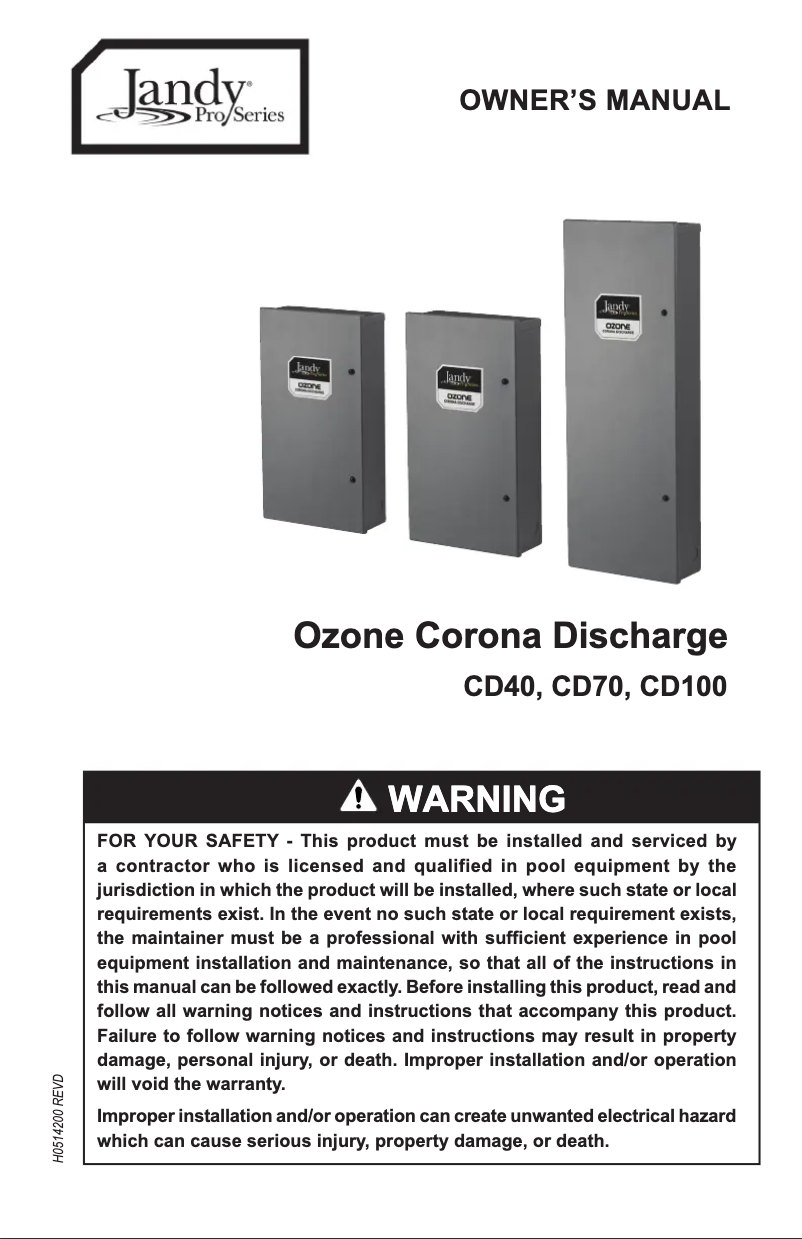 Page 1 de la notice Manuel utilisateur JANDY Ozone CD70