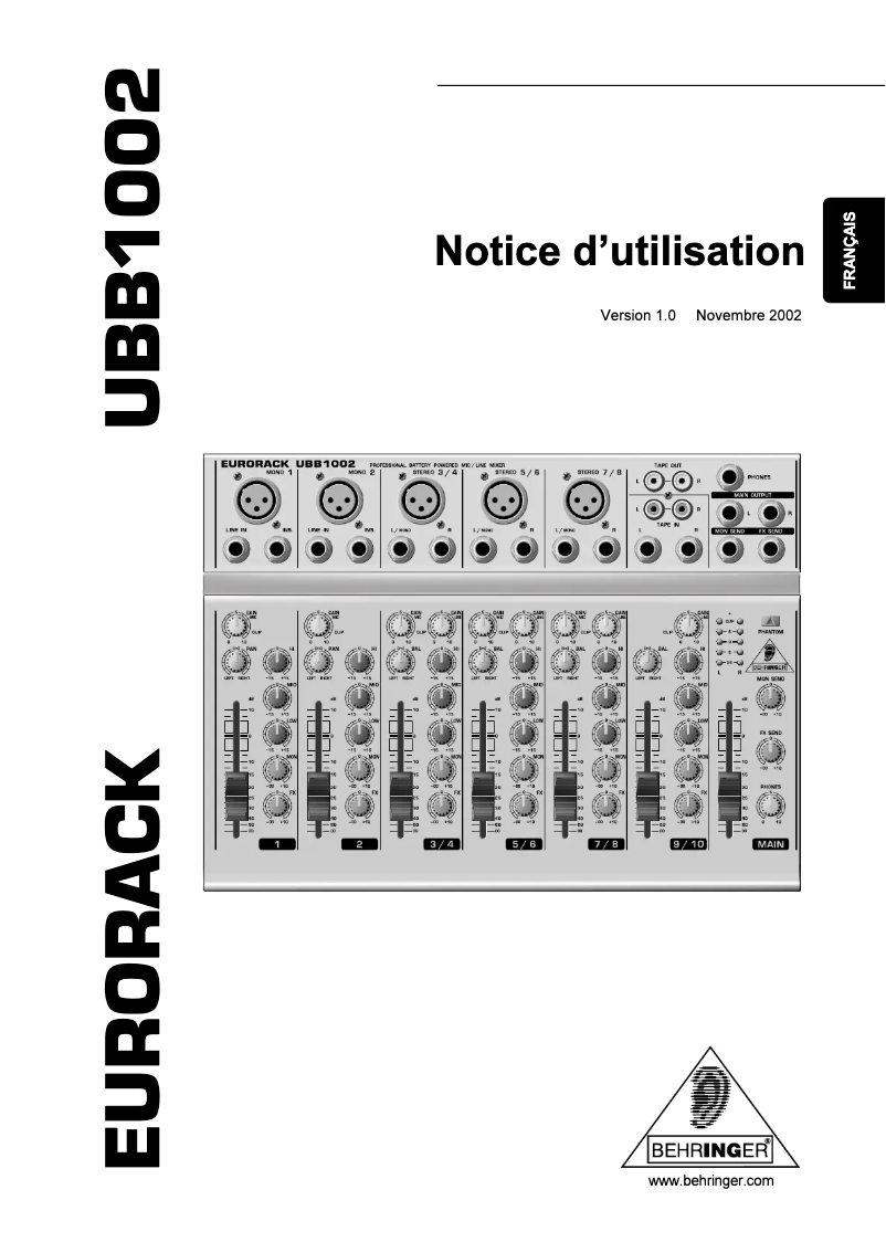 Image de la première page du manuel de l'appareil Eurorack UBB1002