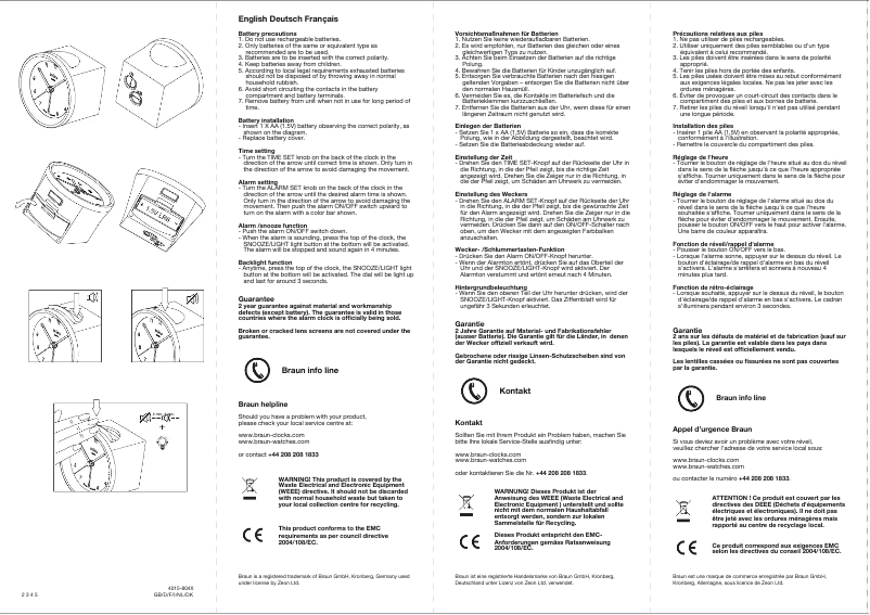 Page n°1 - Manuel utilisateur Braun BNC 007