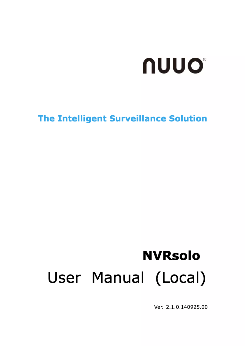 Page n°1 - Manuel utilisateur NUUO NVRsolo NS-8165