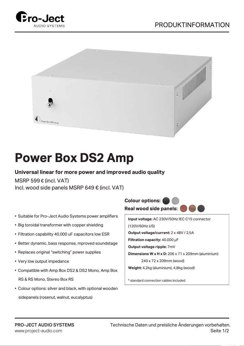 Image de la première page du manuel de l'appareil Power Box DS2 Amp