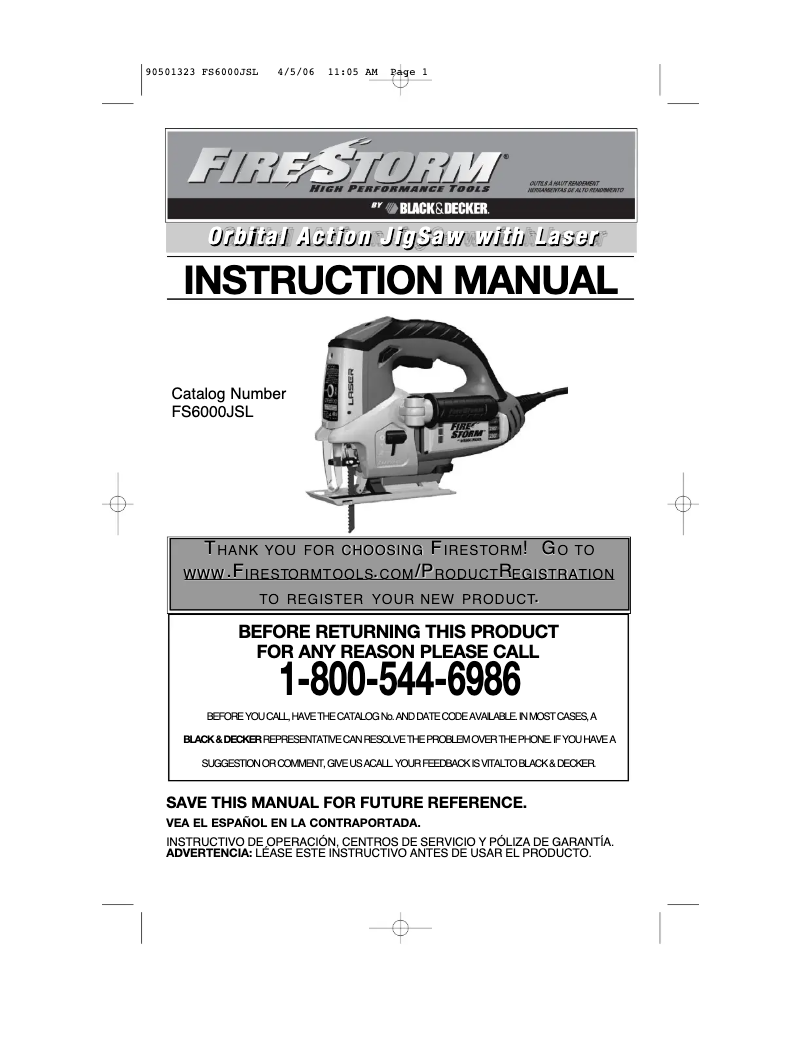 Page n°1 - Manuel utilisateur Black & Decker FS6000JSL