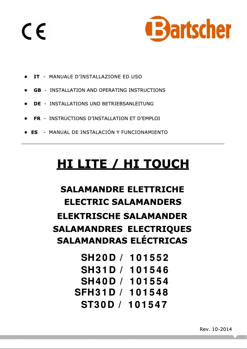 Page n°1 - Manuel utilisateur Bartscher 400-2Z