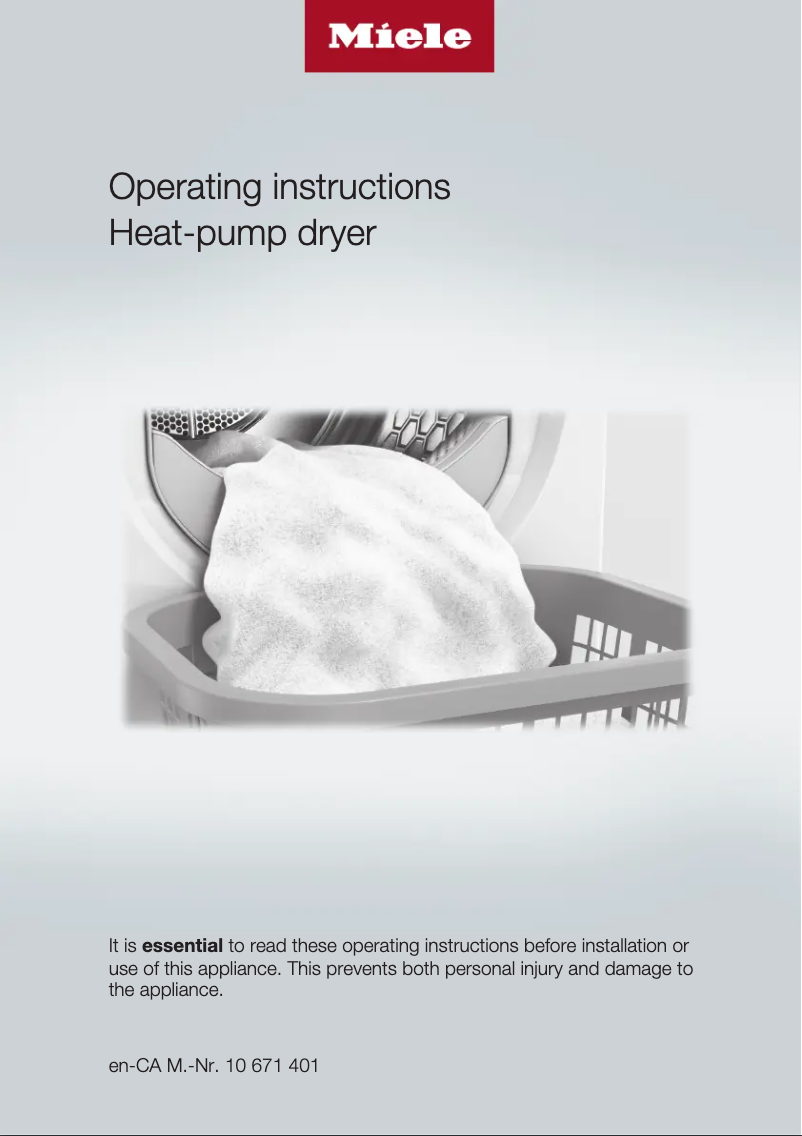 Page n°1 - Manuel utilisateur Miele TWI 180 WP Eco&Steam WiFiConn.