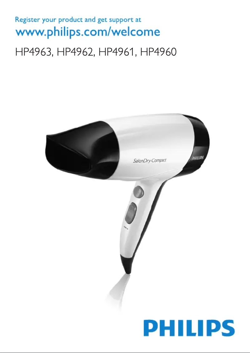 Image de la première page du manuel de l'appareil SalonDry Compact HP4963