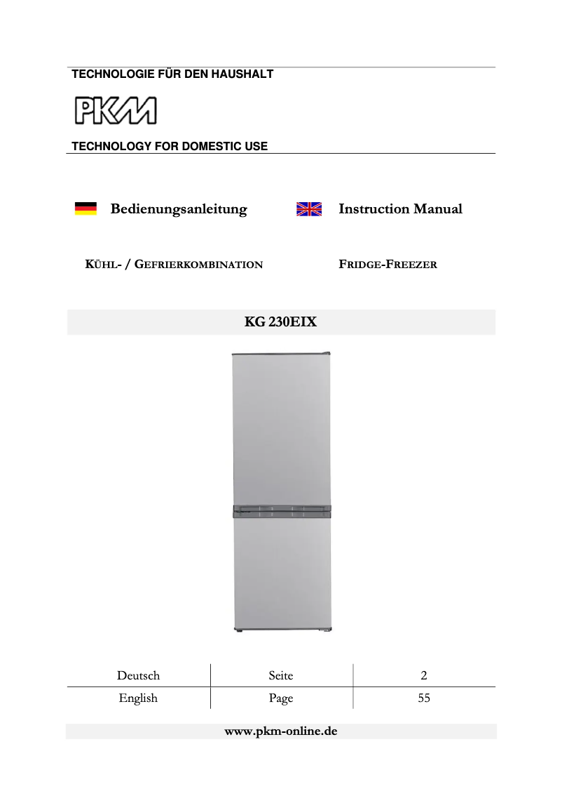 Image de la première page du manuel de l'appareil KG230EIX