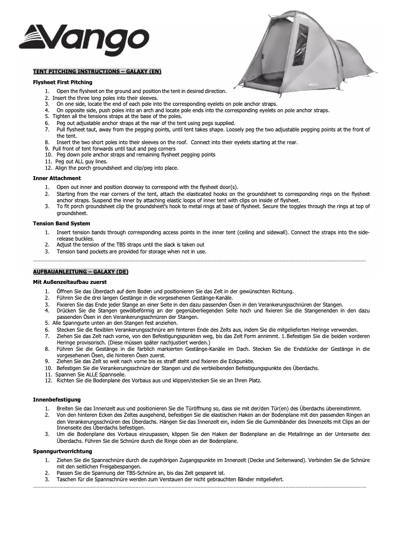 Image de la première page du manuel de l'appareil Galaxy 300