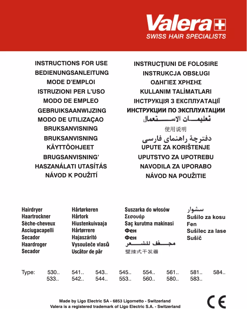 Page 1 de la notice Manuel utilisateur Valera Swiss Turbo 7100 Light