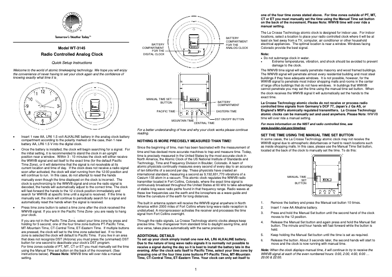 Page n°1 - Manuel utilisateur La Crosse Technology WT-3145U